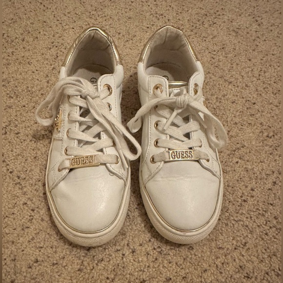 White & Gold Sneakers by GUESS - Picture 2 of 5